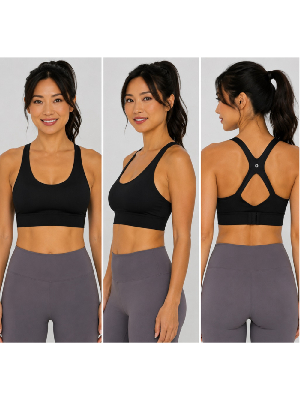90 Degree by Reflex Sports Bra Black Padded Prove Them Wrong Large